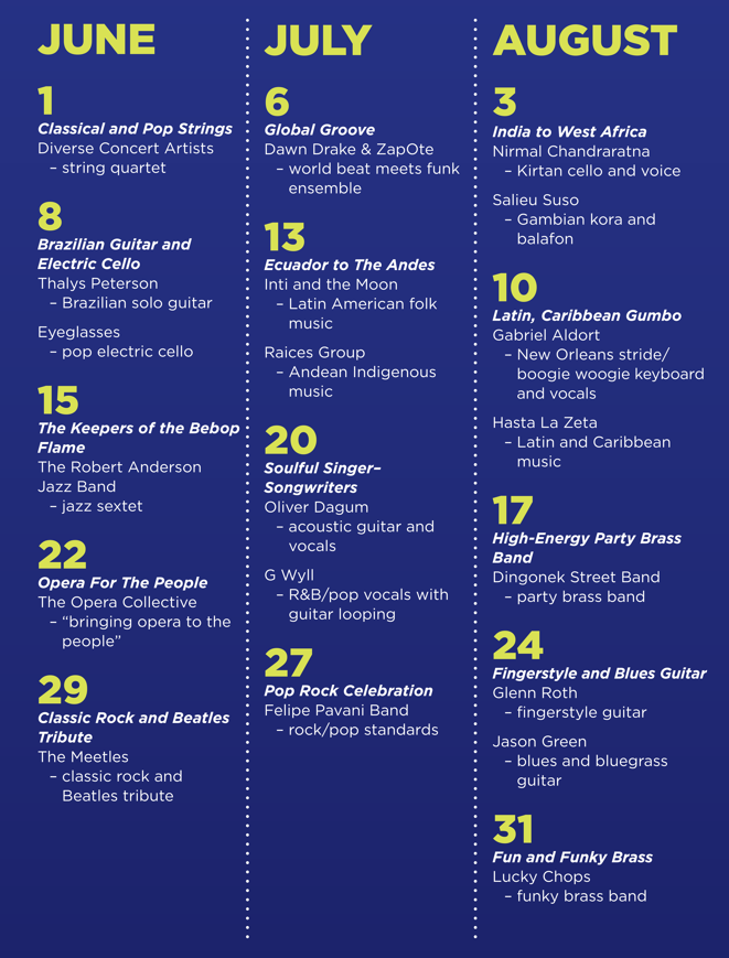 A Calendar of musical performances