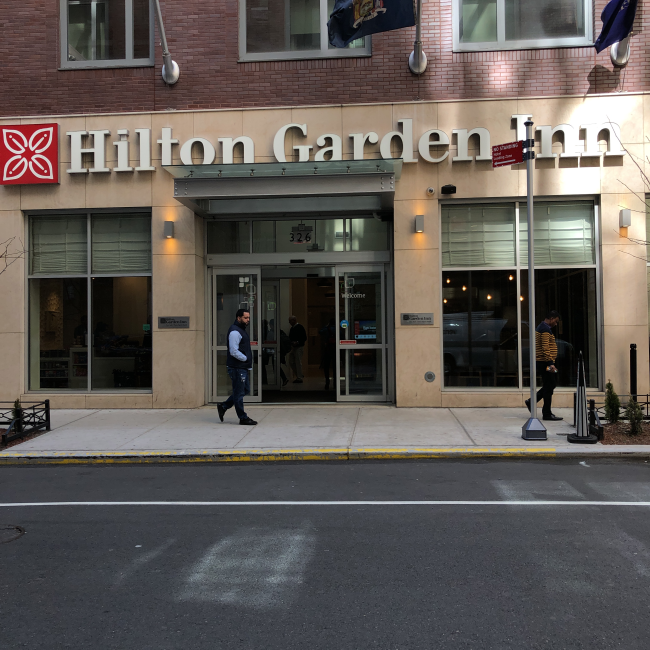 The view of the Hilton Garden Inn Times Square South