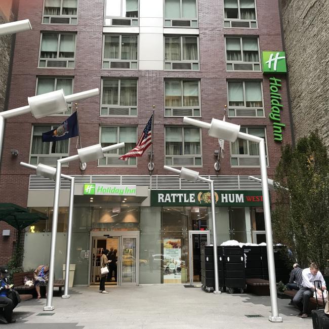 The walkway into the Holiday Inn NYC